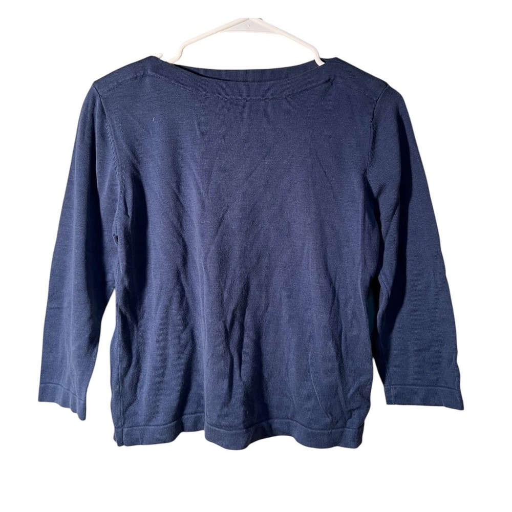 Coldwater Creek Women's Size Small Boatneck Sweater 3/4 Sleeve Blue Gray Silk